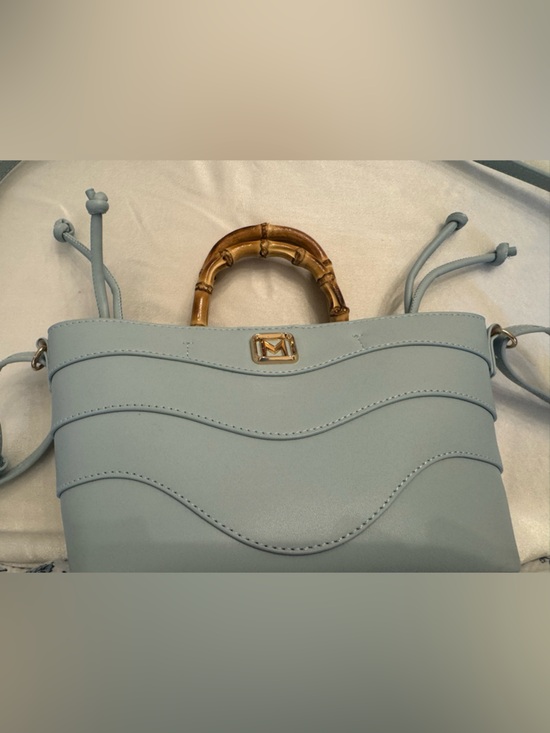 MARELLA Handbags - MARELLA Light Blue Leather Satchel with Bamboo Top Handle